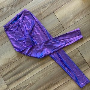 American Apparel blurple shiny leggings - size M